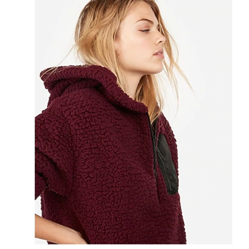 Express oversized hoodie sherpa sweater